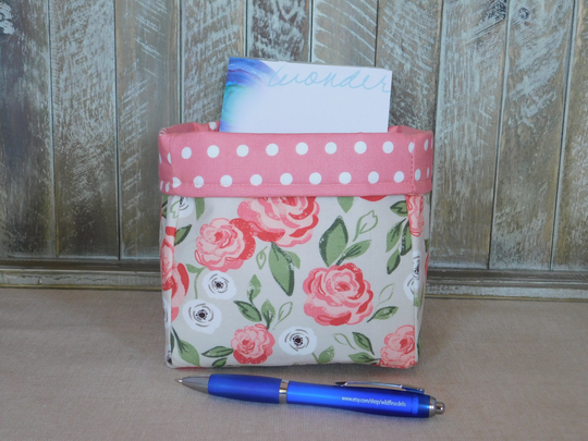 Fabric Basket Made With Salmon Floral