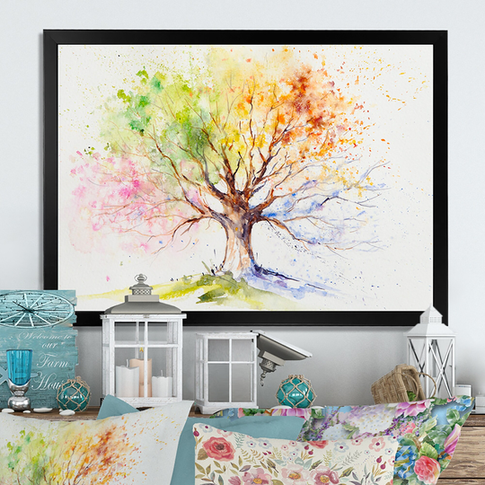 Designart 'Tree In Colors Of All The Seasons' Traditional Framed artwork