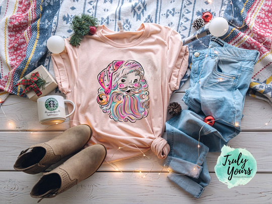 Water Color Santa T-Shirt | Merry Christmas Shirt Gift