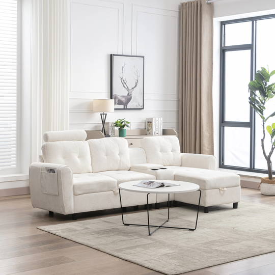 L Shape Furniture Living Room White Sectional Sofa