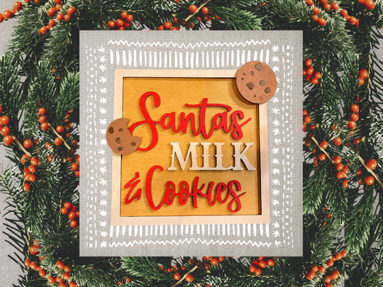 Diy Santa's Milk & Cookies Sign Kit, Painted Sign, Christmas Decor, Holiday Paint Parties, Decor