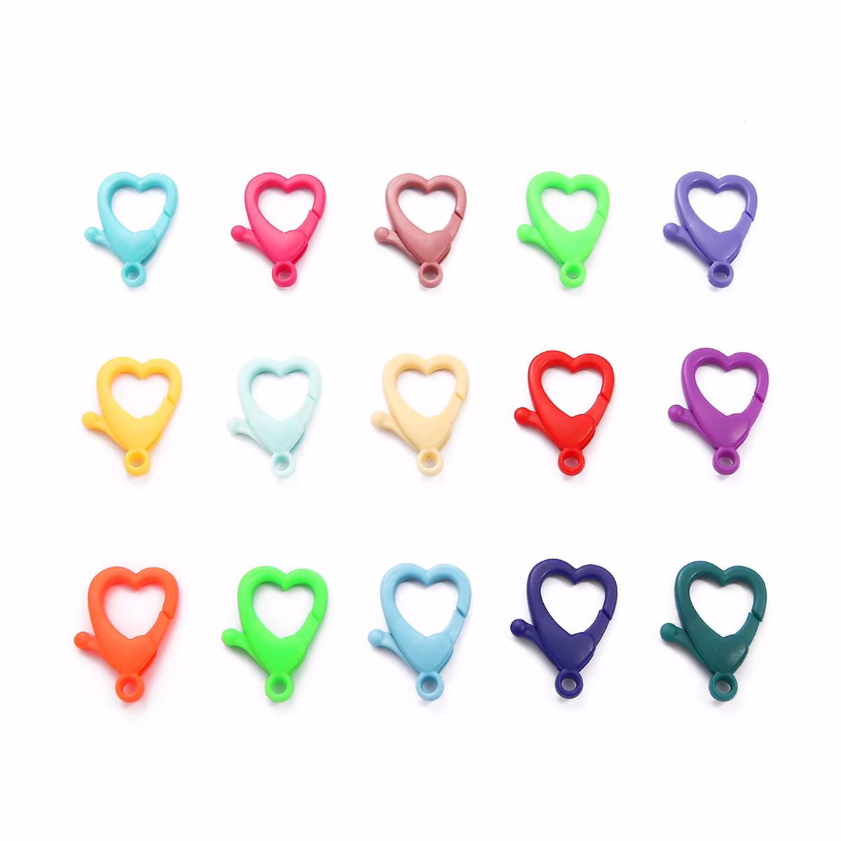 20x30mm Assorted Color Heart Clasps Keychain Plastic - Rainbow Colorful Lobster Clasp Finding Accessories