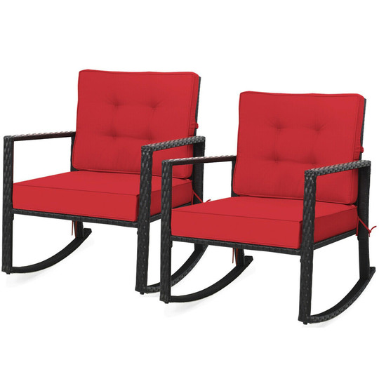 Gymax 2PCS Outdoor Wicker Rocking Chair Patio Rattan Single Chair