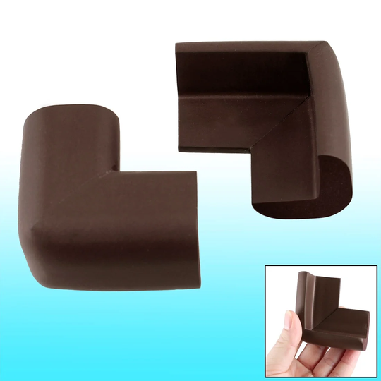 Coffee Color Foam Desk Cupboard Corner Mat Cover Protector Cushion 2 Pcs - Coffee Color