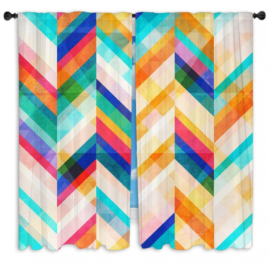 Colorful Window Curtains Abstract Curtain Chevron Pattern Drapes Panel Panels