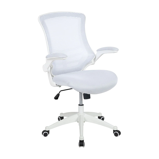Offex Mid-Back Mesh Swivel Ergonomic Task Office Chair with WhiteFrame - 25.5"D x 24.5"W. Min & Max H: 37.5"H x 41.25"H
