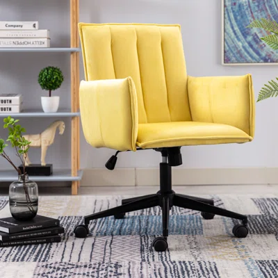 Modern Velvet Office Chair, Cute Swivel Armchair, Height Adjustable Upholstered Comfy Rolling Task Chair, Home Computer Desk Chair, Vanity Chair For S
