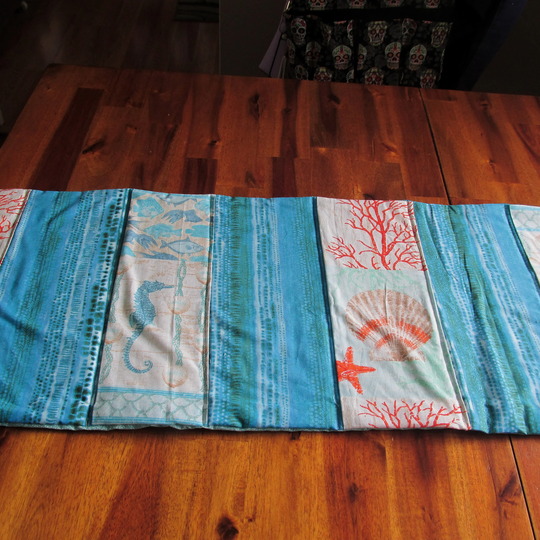 Beach Theme Table Runner, Quilted Topper
