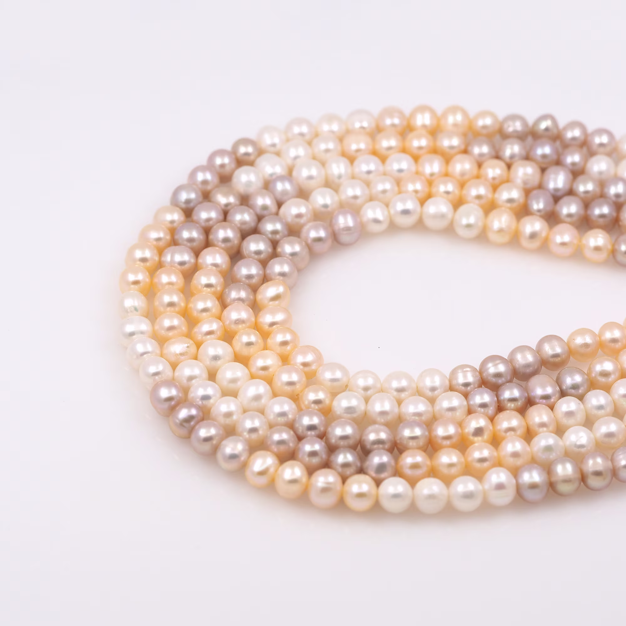 1str, Colored Pearls, Colored Pearl Chains, Pearl Necklaces, Natural Freshwater Pearls, Gradient Pearls, Nearly Round Pearls, 6-7mm, Length 35cm