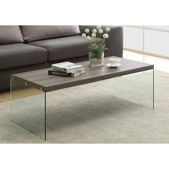 Dark Taupe With Tempered Glass Coffee Table