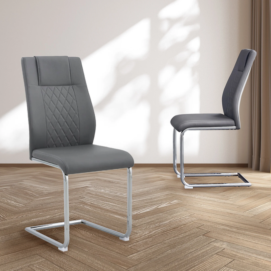 Modern Dining Chairs with Faux Leather Padded Seat Dining Living Room Chairs Upholstered Chair with Metal Legs Design