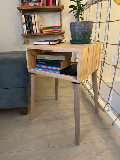 Wooden Bedside Table | Mid Century Side Table, Solid Wood Nightstand, Bedroom Furniture, Handmade House Decor, Boho Table, Boho Picnic Table