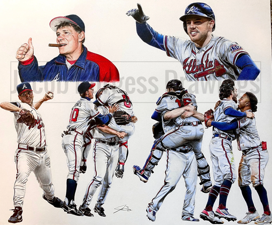 Atlanta Braves "Champions" Colored Pencil Drawing Limited Edition Print Numbered To 500
