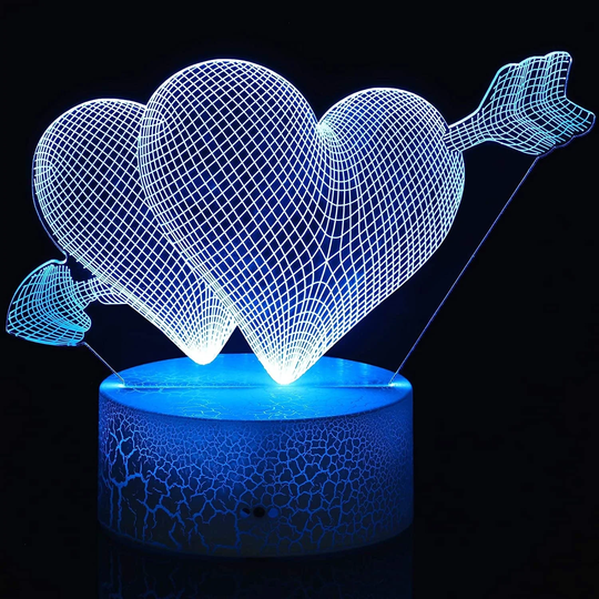 3D Love Cupid Lamp Romantic Love Valentines Light 16 Colors Change - Standard