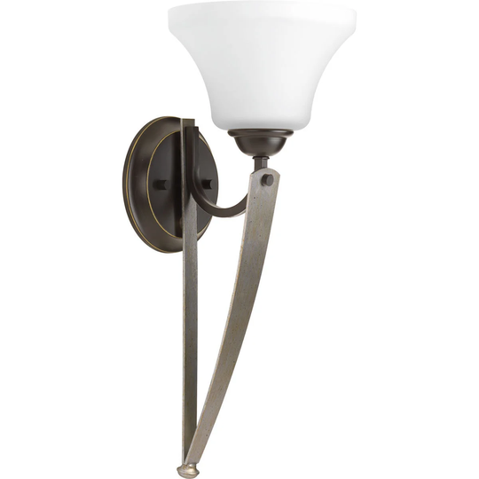 Progress Lighting Noma Brown Steel and White Glass 1-light Wall Sconce
