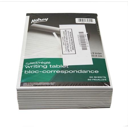 BULK Carton HILROY WRITING TABLET 6" X 9" 50 SHEETS (1572 available 10/2/20)
