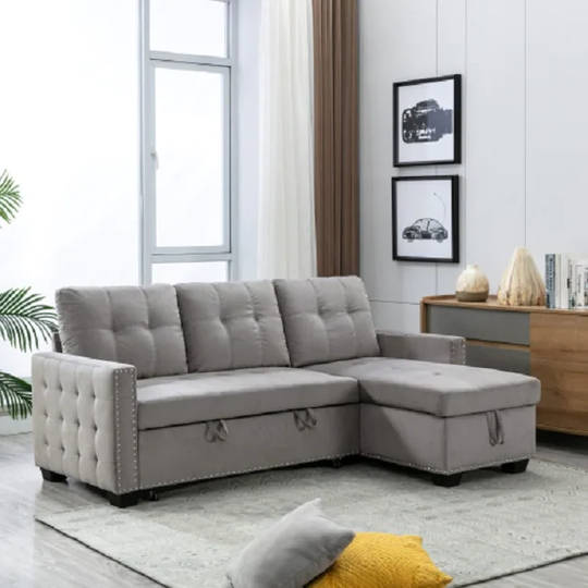 Reversible Sleeper Sofa, bed,Sectional Storage Sofa Bed,2 seats Corner Sofa Bed With big Storage chaise