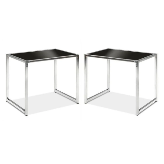Glass End Table in Chrome and Black Finish - Set of 2 - 54 x 84