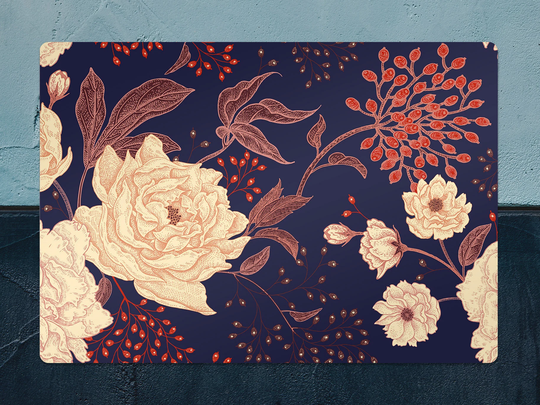 Rose With Rowan Chair Mat, Orange Protective Red Splat Floral Vinyl Floor Pad, Flooring, Comfort Splash Mat