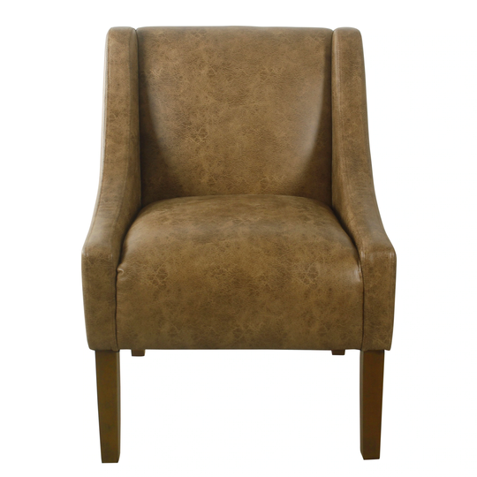 HomePop Modern Swoop Arm Accent Chair - Distressed Brown Faux Leather
