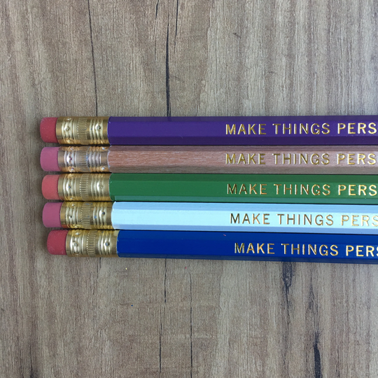 Grape Vine | Set Of 5 Personalized Pencils Designer Color Combo Custom Foil Printed Hb No. 2 Graphite Test Ready