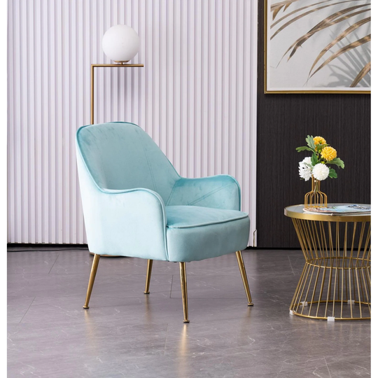 Modern Soft Velvet Material Ergonomics Accent Chair Living Room Chair Bedroom Chair Home Chair With Gold Legs For Indoor Home