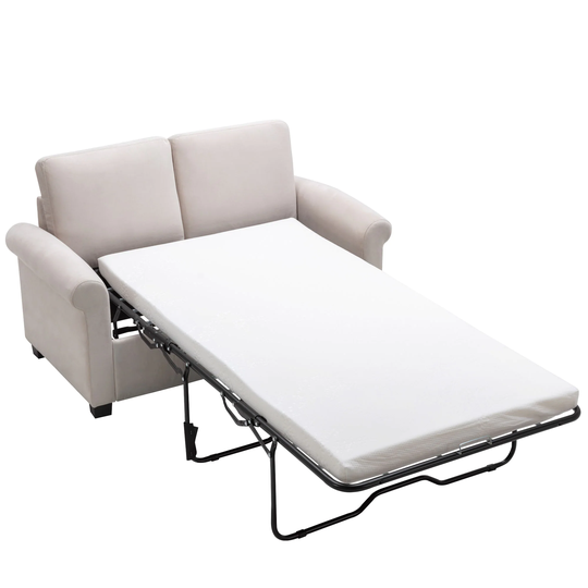 Velvet Loveseat Sleeper Sofa Bed 2-in-1 Pull Out Sofa Bed with Twin Size Mattress Pad