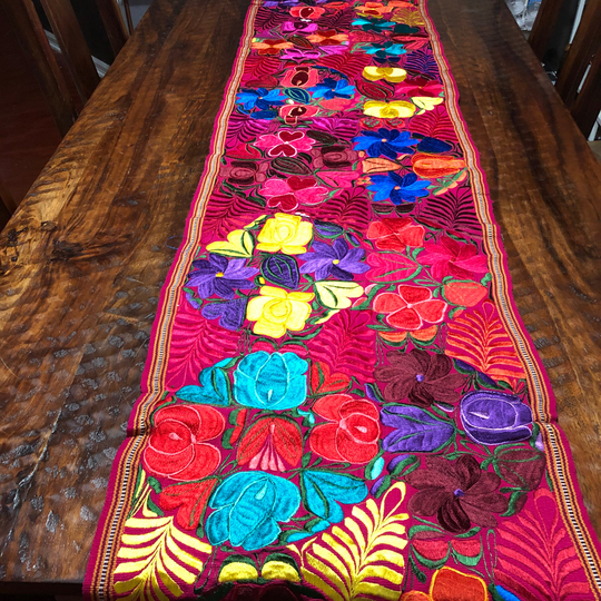 Hand Woven Table Runner/Bed Scarf Wall Art With Multi-Color Embroidery | Approx. 90" X 17"