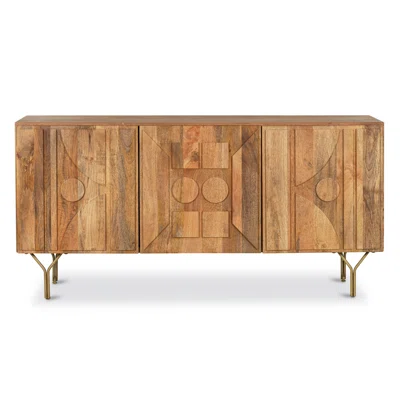 62'' Wide Rubberwood Solid Wood Sideboard