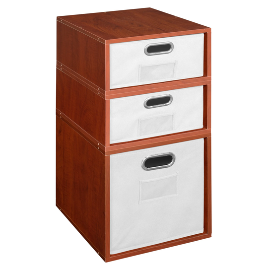 Noble Connect Storage Set- 1 Full Cube/2 Half Cubes with Foldable Storage Bins- Cherry/White
