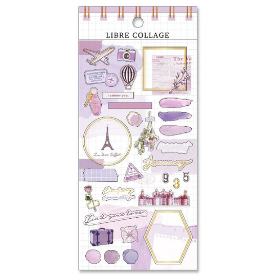 Mind Wave Collage Gold Foil Sticker - Purple