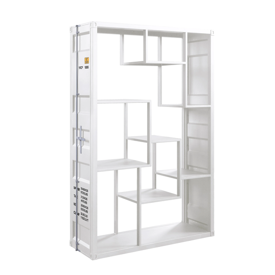 Industrial Metal Shelf Rack with Recess Design and 8 Shelves, White