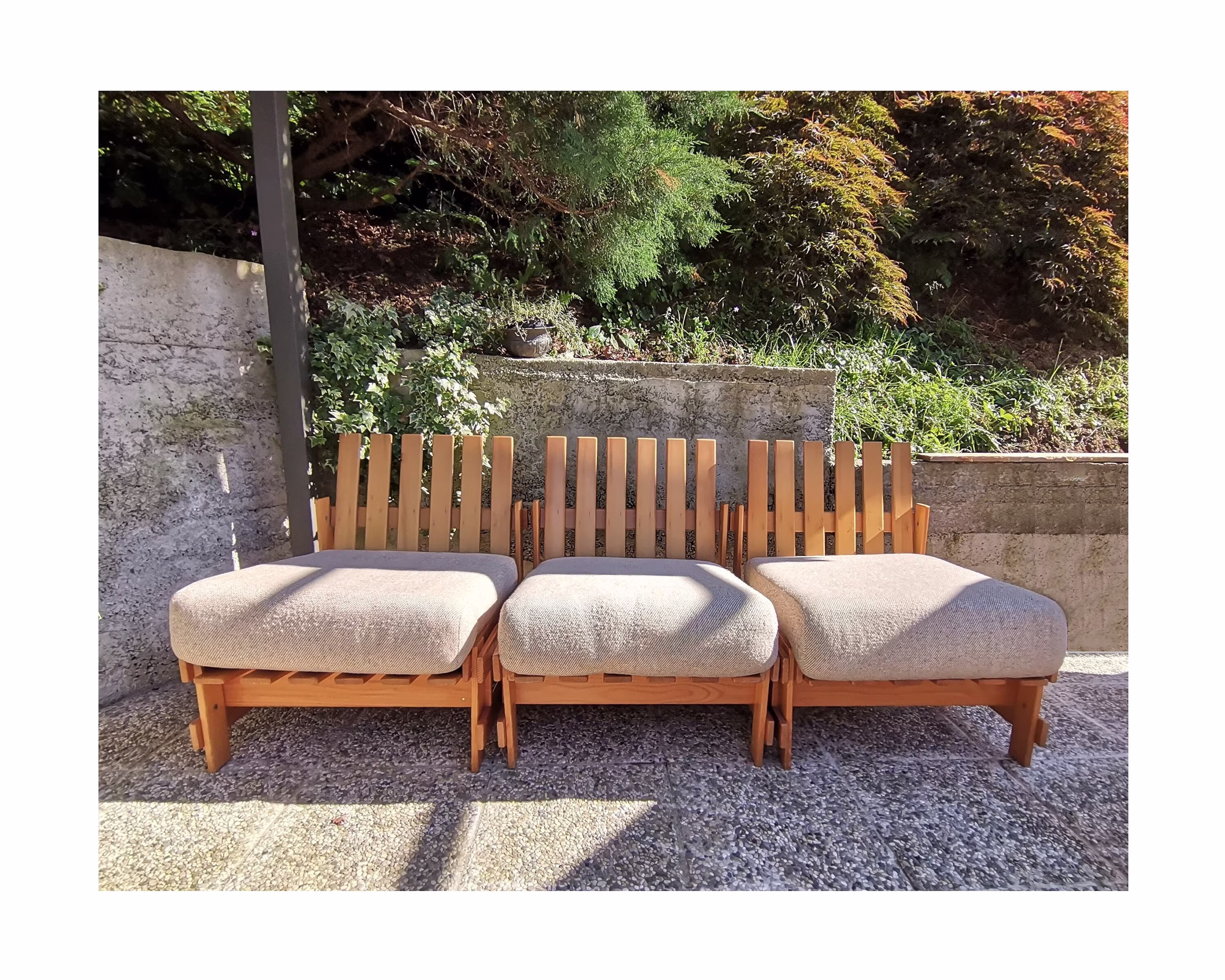 Set Of 3 Vintage Wooden Lounge Chairs/Niko Kralj Palette Chair Modular Furniture From 80S Yugoslavia