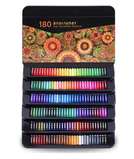 180 Pieces Coloring Pencils Set - Water Color Professional Colour Colored Brutfuner Gift For Artist