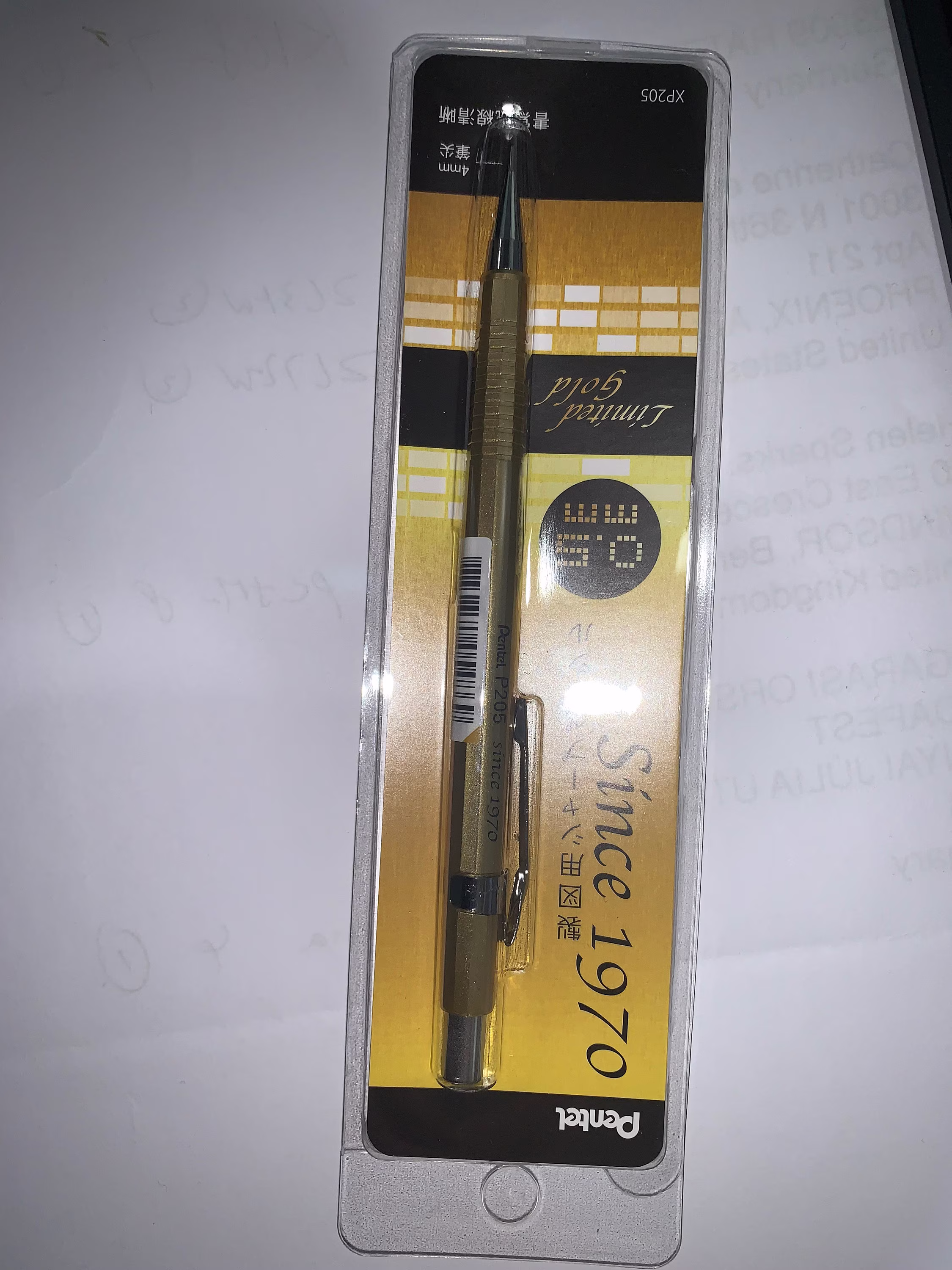Pentel Since 1970 Limited Edition Sharp P205 0.5mm Mechanical Pencil Gold Color Body