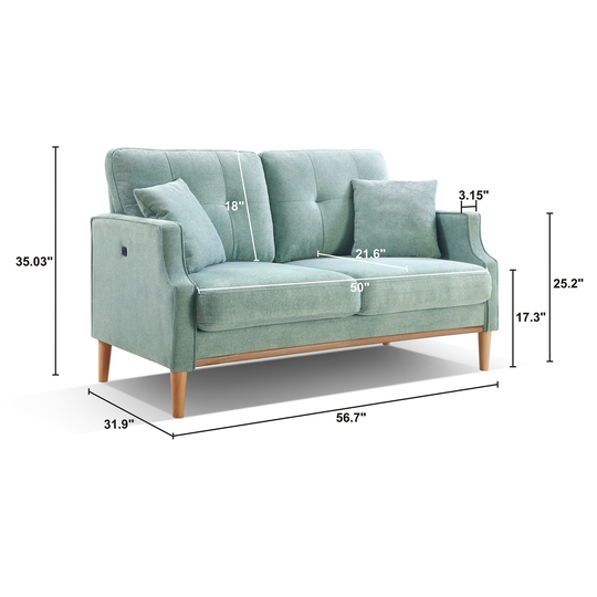 Living Space Sofa 2 Seater,Loveseat With Waterproof Fabric,USB Charge Port