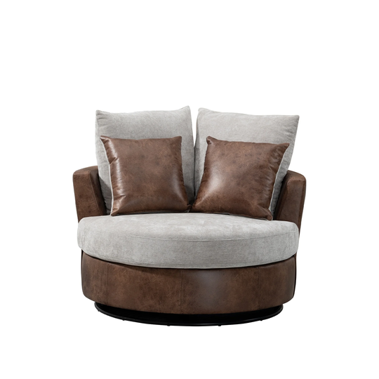 Square Arm Club Chair, 360 Degree Swivel Sofa with 4 Pillows