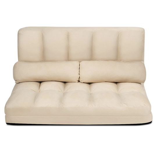 Adjustable Floor Sofa 6 Position Foldable Lazy Sofa Bed with 2 Pillows