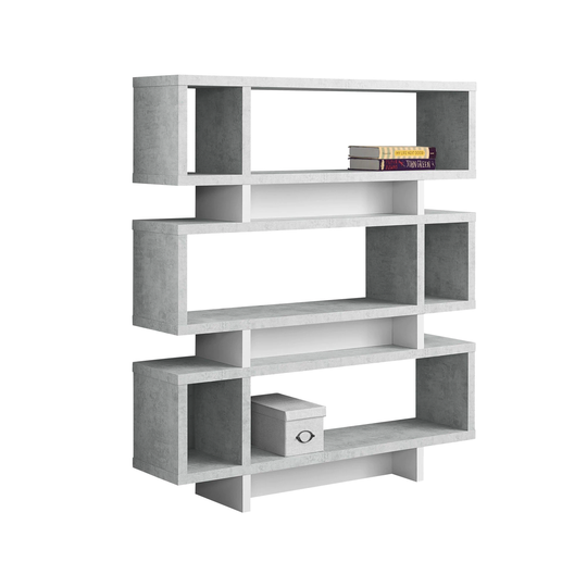 54.75" White and Gray Contemporary 3 Shelves Rectangular Bookcase