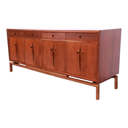Edmond Spence Swedish Modern Walnut Sideboard Credenza, Newly Refinished