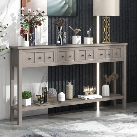 Entryway Console Table Sofa Table with 2 Drawers and Bottom Shelf