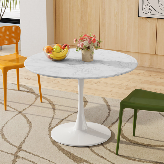 EYIW 42.12" Modern Round Dining Table with Round MDF Table Top, Metal Base Dining Table, End Table Leisure Coffee Table