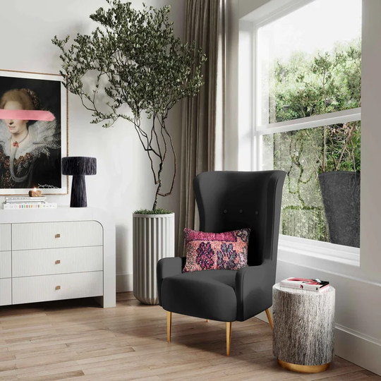 Ethan Velvet Upholstered Tall Wingback Chair