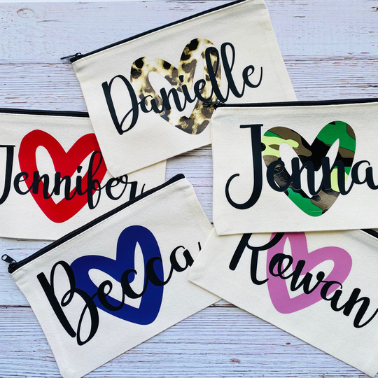 Personalized Canvas Bag, Money Cash Envelope Holder, Makeup Pencil Gift Bag
