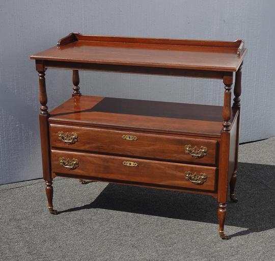 Vintage Ethan Allen Georgian Court Server Sideboard Buffet W Brass Feet Sheraton