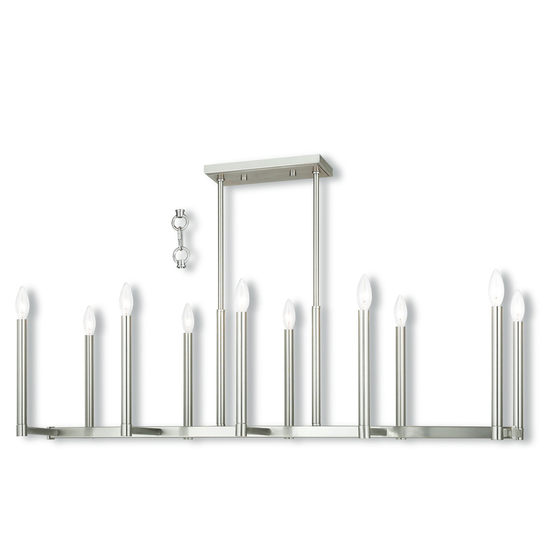 Livex Lighting Alpine Brushed Nickel 8-light Linear Chandelier - Silver