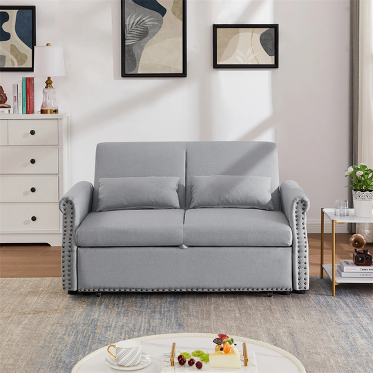 55" Pull Out Sleep Sofa Bed 2 Seater with Adjsutable Backrest