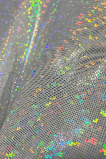 White Kaleidoscope Holographic Fabric | By The Yard