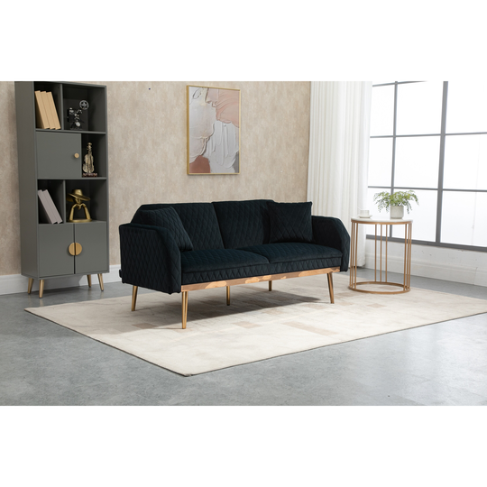 Velvet loveseat sofa with rose gold metal feet and Diamond Texture Sofa Upholstery 66.14 ''