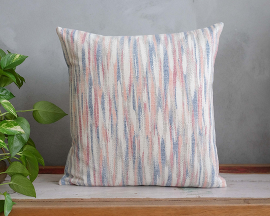 Pink Blue Pillow, Soft Colored Nursery Decor, Baby Throw Stripe Accent Spring Decoration, Boho Pillow 16x16